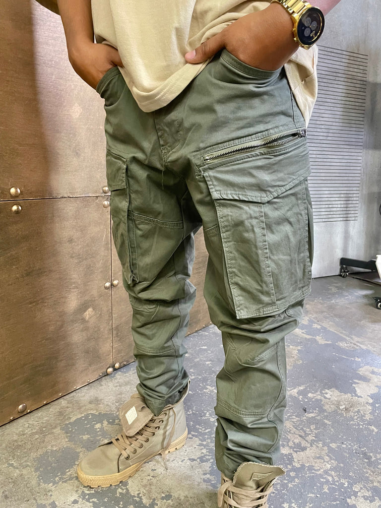 Shop Comfortable Twill Olive Green Cargo Pants Online In India